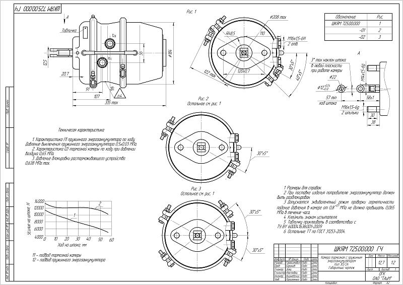 Камера тормозная с пружинным энергоаккумулятором